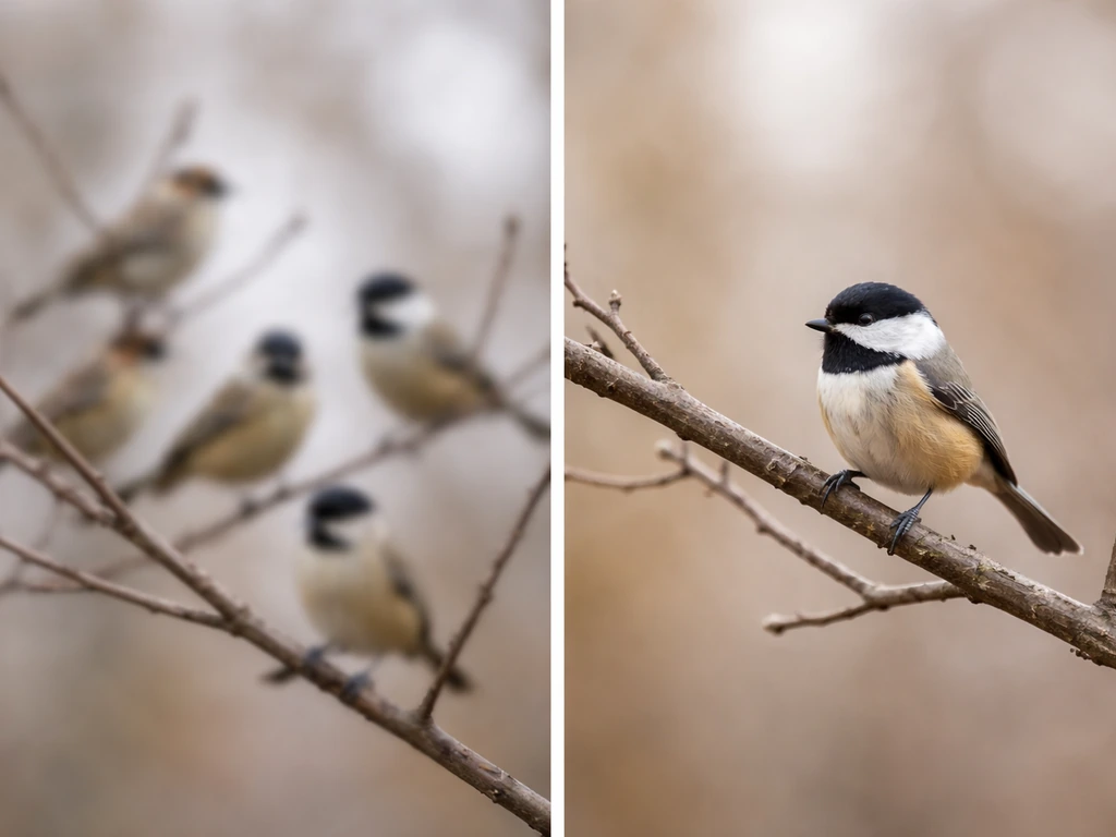 Side-by-side photos of mixed birds vs one bird in sharp focus, suggesting clarification of a misconception.