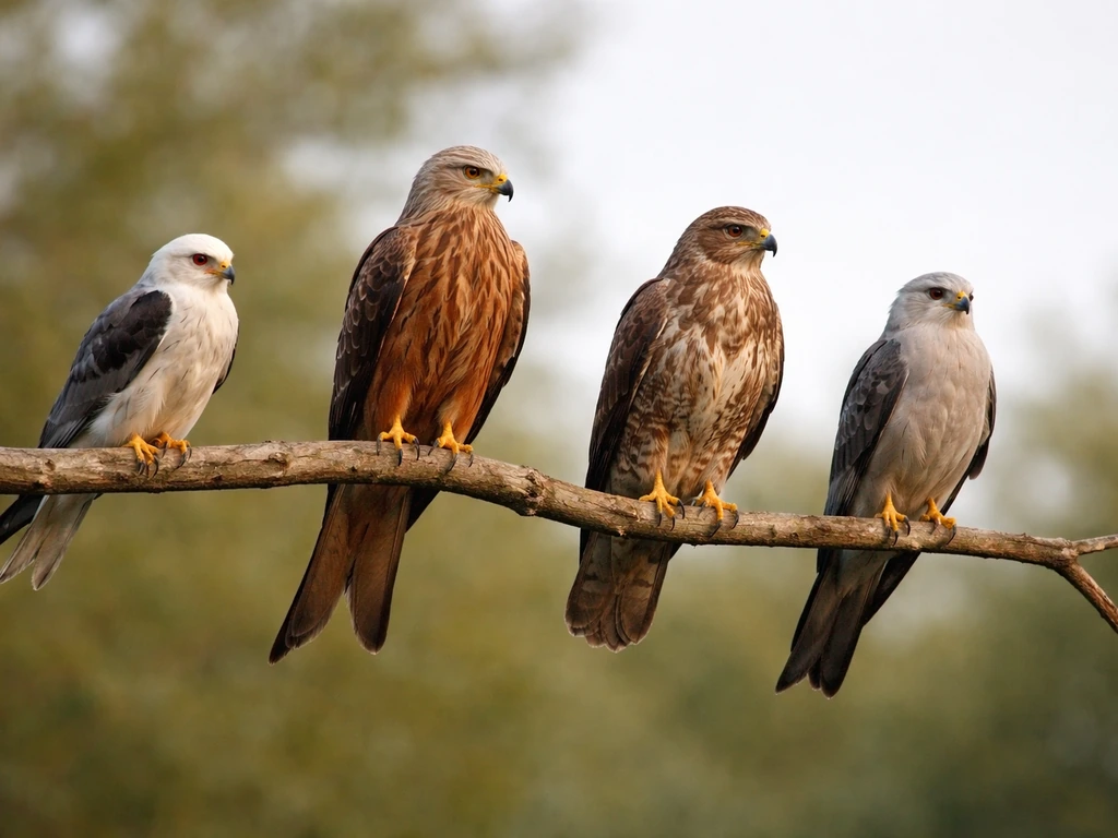 Minimal photo of a small group of birds on a branch, emphasizing bird identification differences.
