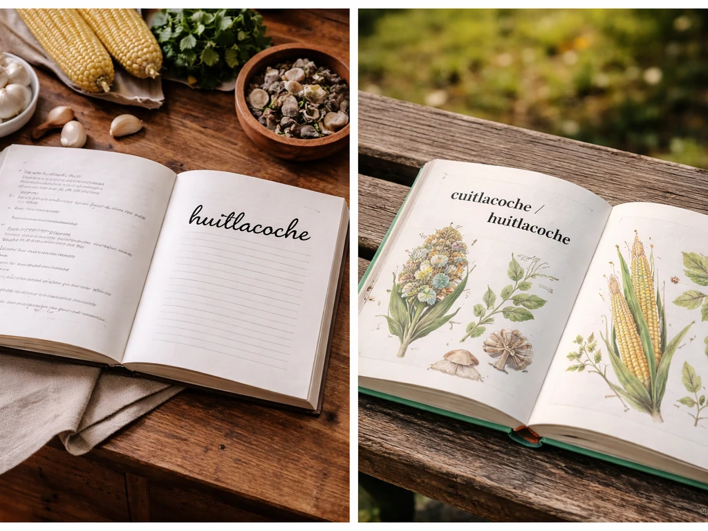 Split-screen photo of an open recipe page and a nature/wildlife field guide page with the same word in context.